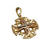 14K Yellow Gold Round domed Jerusalem Cross Necklace